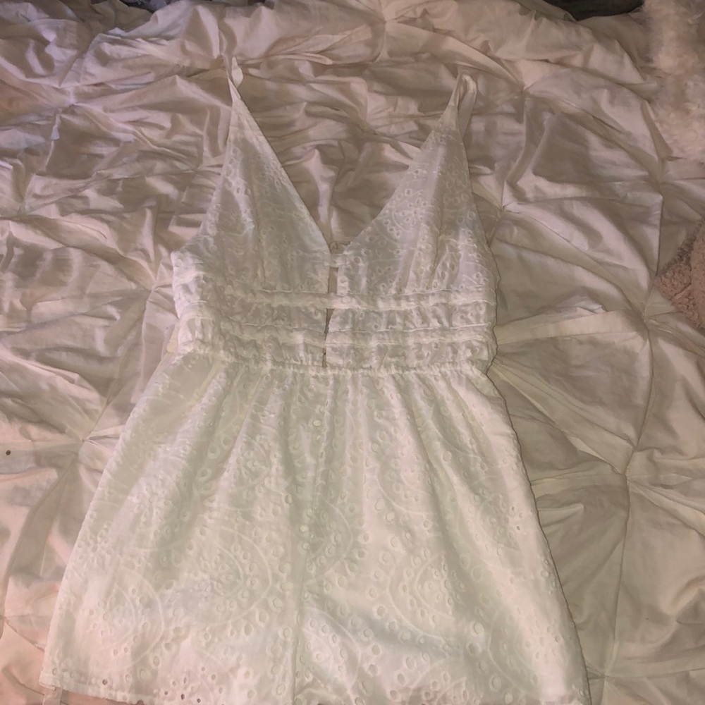 White Crochet Romper